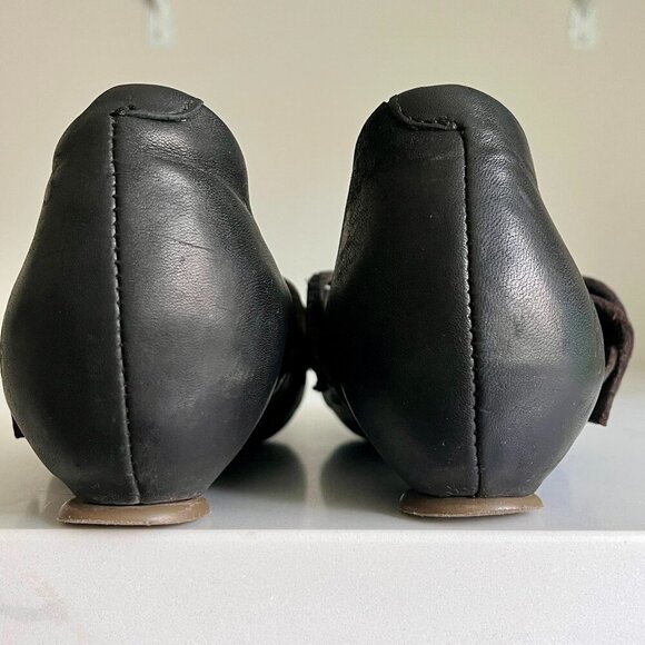 Fly London Woman's Black  LAFF Peep Toe Ballerina Shoes Size 7 - Picture 11 of 16